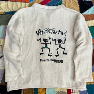 Vintage Pierre Peñasco Mexico Woven Cotton Knitted Cardigan Large / XL